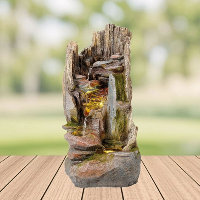 Lumineo Outdoor Rockface Water Fountain Garden Water Feature Rock Waterfall Warm Leds - image 1