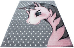 Bravich Pink And Grey Polkadots Unicorn Rug - Kids - 80X150Cm - thumbnail 2
