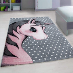 Bravich Pink And Grey Polkadots Unicorn Rug - Kids - 80X150Cm - thumbnail 1