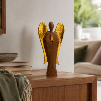 Hati-Hati Guardian Wooden Angel 25Cm Hand Carved Decorative Figure - image 1