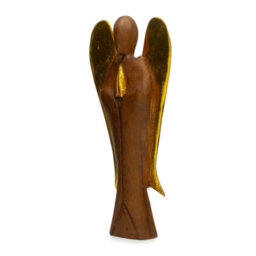 Hati-Hati Guardian Wooden Angel 25Cm Hand Carved Decorative Figure - thumbnail 3