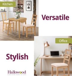 Hallowood Furniture Pair Of Oak Small Ladder Back Chairs With Beige Fabric Seat - thumbnail 6