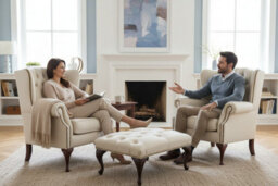 Chesterfield 2 X Wing Chair + Footstool Ivory Leather In Mallory Style - thumbnail 3