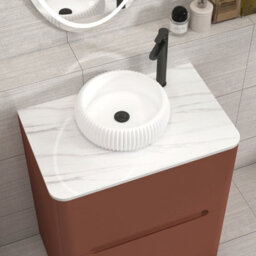 Royal Bathrooms Venice 700mm Terracotta Clay Freestanding Bathroom Countertop Vanity Unit 2 Drawer With Milan Basin - thumbnail 6