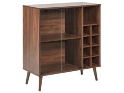 Wyld And Coco Luxeoak Dark Engineered Wood Sideboard With Glass Fronts, 2 Doors, Shelves And 8-Bottle Wine Rack, W84 X D39 X H91Cm - thumbnail 3