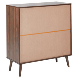 Wyld And Coco Luxeoak Dark Engineered Wood Sideboard With Glass Fronts, 2 Doors, Shelves And 8-Bottle Wine Rack, W84 X D39 X H91Cm - thumbnail 5