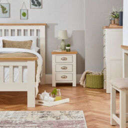 The Furniture Market Cotswold Cream Painted 3 Drawer Bedside With Oak Cream Painted Bedside Table - Natural Oak Top With Satin Lacquer - thumbnail 3