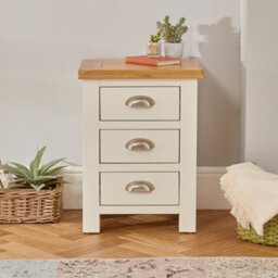 The Furniture Market Cotswold Cream Painted 3 Drawer Bedside With Oak Cream Painted Bedside Table - Natural Oak Top With Satin Lacquer - thumbnail 2