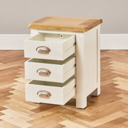 The Furniture Market Cotswold Cream Painted 3 Drawer Bedside With Oak Cream Painted Bedside Table - Natural Oak Top With Satin Lacquer - thumbnail 5
