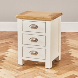 The Furniture Market Cotswold Cream Painted 3 Drawer Bedside With Oak Cream Painted Bedside Table - Natural Oak Top With Satin Lacquer - thumbnail 4