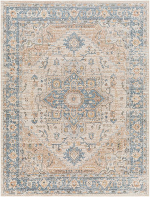Livabliss Lillian-Washable Blue Brown Traditional Vintage Boho Living Dining Rug 160 X 213 Cm Easy Care, Non Shedding - image 1