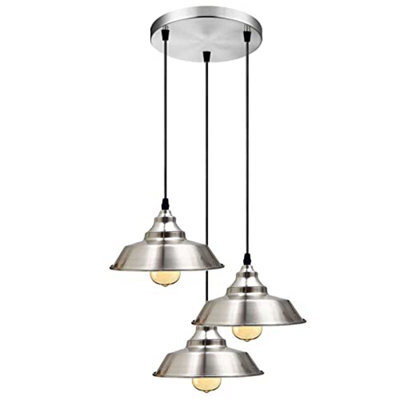 Ledsone 3 Head Industrial  Ceiling Pendant With Satin Nickel Finish And Adjustable Height For Kitchen - image 1
