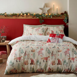 Fusion Christmas Woodland Animals Plush Duvet Cover Set - thumbnail 4