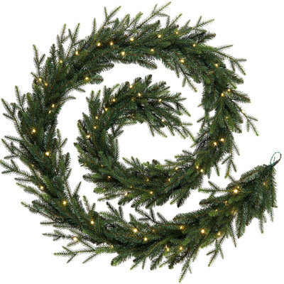 Werchristmas Pre-Lit Douglas Fir Artificial Christmas Garland 18 Ft, 150 Warm White Leds - image 1