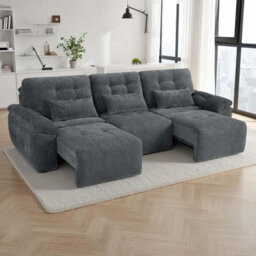 Furnishings For Less UK Drayton Grey Electric Sofa Bed 3 Seater With Power Sliding Seats - thumbnail 4