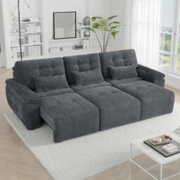Furnishings For Less UK Drayton Grey Electric Sofa Bed 3 Seater With Power Sliding Seats - thumbnail 3