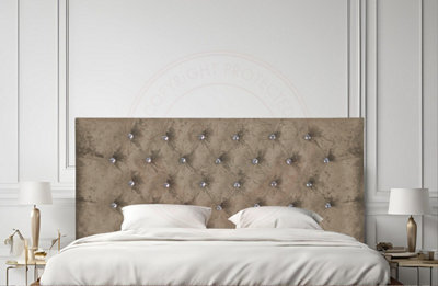 "COOL BED Truffle Crushed Velvet 4Ft6 - Double 20"" Chesterfield Headboard" - image 1