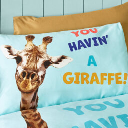 Catherine Lansfield Kids Havin A Giraffe Reversible Duvet Cover Set With Pillowcases Aqua Blue - thumbnail 3