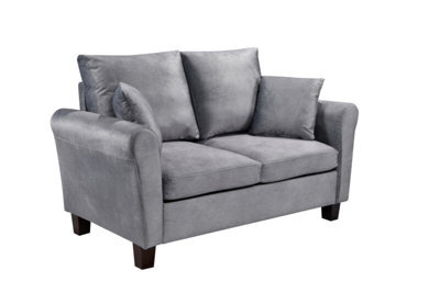 Comfy Living Brushed Velvet 2 Seater Sofa In Grey