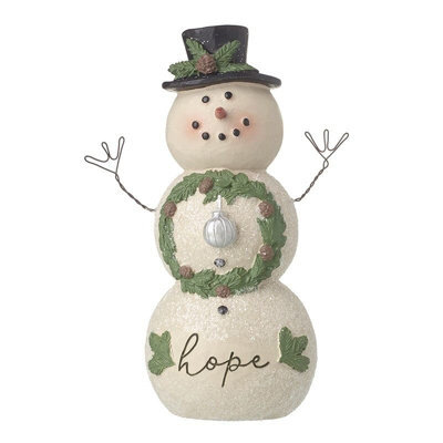 Heaven Sends Christmas Hope Snowman Decoration - 12.5 X 5 Cm Poly Clay Resin Festive Ornament