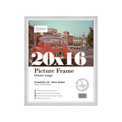 20X16 White Ornate Picture Frame (40.6 X 50.8Cm) Poster, Photo, Artwork, Gallery Wall Or Print - image 1