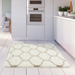 The Rugs Moroccan Shaggy Rugs And Runners Soft Fluffy Trellis Design High Pile Ivory And Beige  Living Room Kitchen Hallway 630 - thumbnail 5