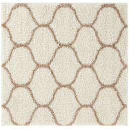 The Rugs Moroccan Shaggy Rugs And Runners Soft Fluffy Trellis Design High Pile Ivory And Beige  Living Room Kitchen Hallway 630 - thumbnail 1