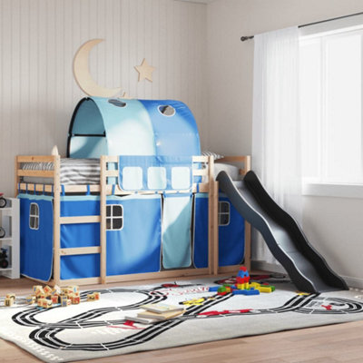 Berkfield Bunk Bed Without Mattress With Slide And Curtains Blue 80X200 Cm - image 1