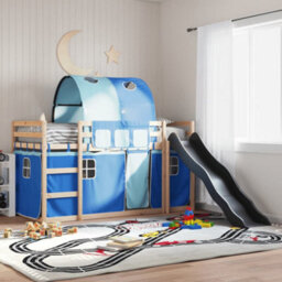 Berkfield Bunk Bed Without Mattress With Slide And Curtains Blue 80X200 Cm