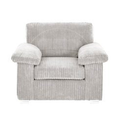 Furnishings For Less UK Delta Large Fabric Armchair Sofa Padded Arms Jumbo Cord Cream