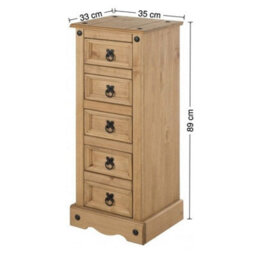 Drawer Cabinet, 5 Drawers, Bedside Table, Narrow Cabinet, Table, Furniture - thumbnail 2