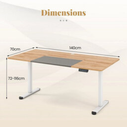 140X70Cm Natural Electric Height Adjustable Standing Desk - thumbnail 2