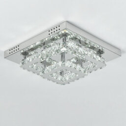 Thehotsale Modern 40X40Cm Square Crystal Led Ceiling Light - 2-Tier Chrome Chandelier In Cool White - thumbnail 5