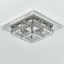 Thehotsale Modern 40X40Cm Square Crystal Led Ceiling Light - 2-Tier Chrome Chandelier In Cool White - thumbnail 4