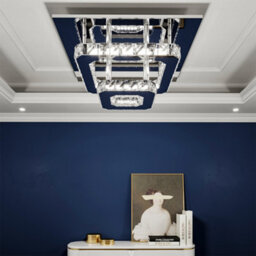 Thehotsale Modern 40X40Cm Square Crystal Led Ceiling Light - 2-Tier Chrome Chandelier In Cool White - thumbnail 3