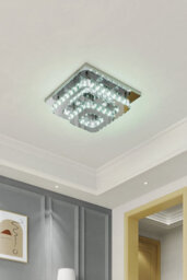 Thehotsale Modern 40X40Cm Square Crystal Led Ceiling Light - 2-Tier Chrome Chandelier In Cool White - thumbnail 2
