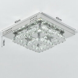 Thehotsale Modern 40X40Cm Square Crystal Led Ceiling Light - 2-Tier Chrome Chandelier In Cool White - thumbnail 6