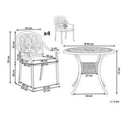 Beliani Garden Dining Set 4 Seater Ancona With Cushions Metal Black - thumbnail 3