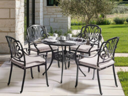 Beliani Garden Dining Set 4 Seater Ancona With Cushions Metal Black - thumbnail 2