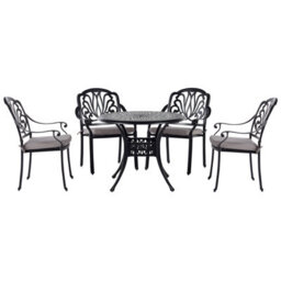 Beliani Garden Dining Set 4 Seater Ancona With Cushions Metal Black - thumbnail 1