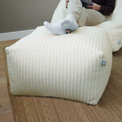rucomfy Beanbags Rucomfy Indoor Large Ottoman Pouffe - Jumbo Cord Ivory Bean Bag Footstool - image 1