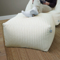 rucomfy Beanbags Rucomfy Indoor Large Ottoman Pouffe - Jumbo Cord Ivory Bean Bag Footstool - thumbnail 1