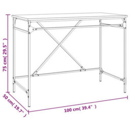 Berkfield Desk Smoked Oak 100X50X75 Cm Engineered Wood And Iron - thumbnail 9