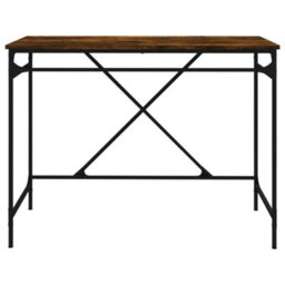 Berkfield Desk Smoked Oak 100X50X75 Cm Engineered Wood And Iron - thumbnail 5