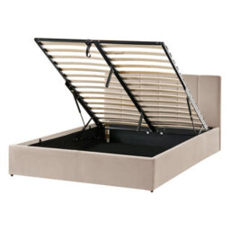 Beliani Ottoman Bed Velvet Dreux 140 X 200 Cm (Eu Double) Taupe - thumbnail 1