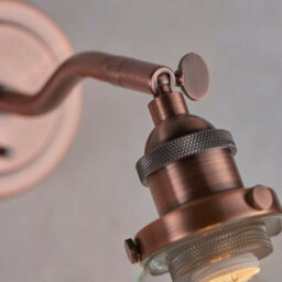 2 Pack Dimmable Led Wall Light Aged Copper & Glass Shade Adjustable Lamp Fitting - thumbnail 5