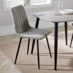 Core Products Pair Of Grey Straight Stitch Cord Fabric Dining Chairs - Black Tapered Legs - thumbnail 7