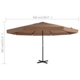 Berkfield Outdoor Parasol With Aluminium Pole 500 Cm Taupe - thumbnail 7