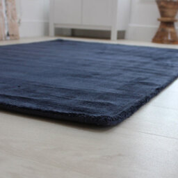 Blue Handmade , Luxurious , Modern , Plain Easy To Clean Viscose Rug For Living Room, Bedroom - 66 X 240 (Runner) - thumbnail 4
