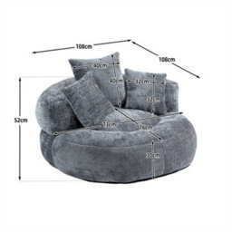 Abrihome Lazy Sofa Durable Comfort Lounger - High Back Chenille Bean Bag Chair With 3 Pillows, Indoor/outdoor Single Gaming Couch, Grey - thumbnail 7